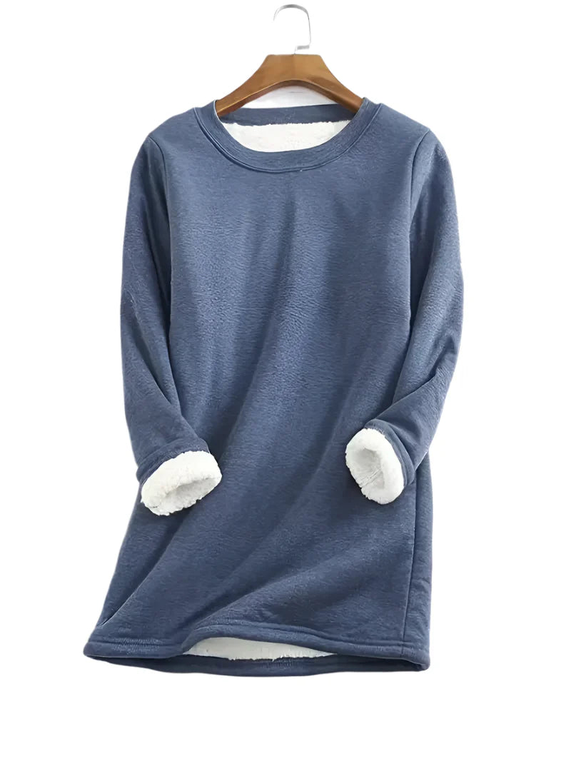 Birgitte - Fleece-Sweatshirt mit Rundhalsausschnitt