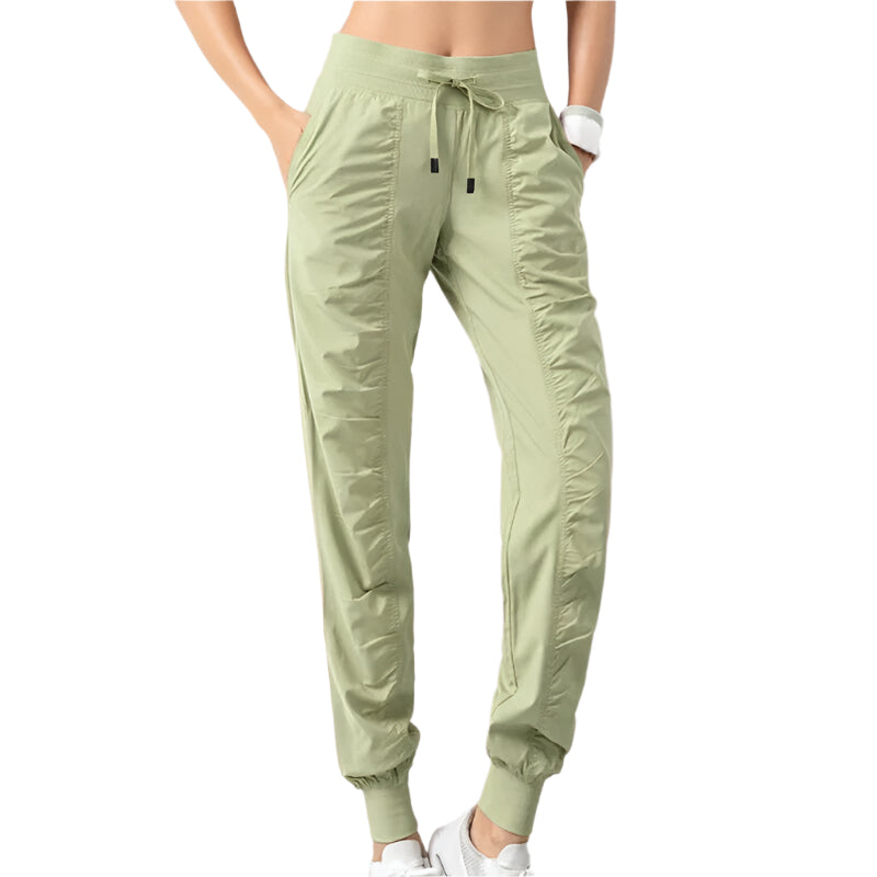 Adele - Pantalones de chándal cómodos para mujer con inserciones laterales y cordón ajustable