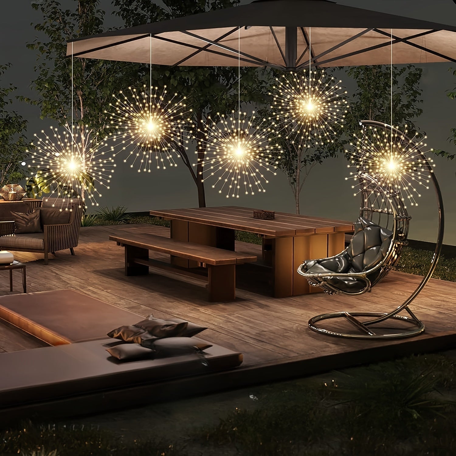 Lámparas colgantes LED en forma de esfera – Encantadora decoración de jardín