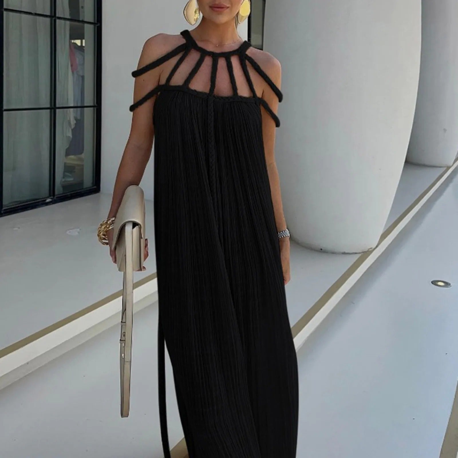 Alana - Lange Kleid mit Spaghettiträgern ohne Rücken