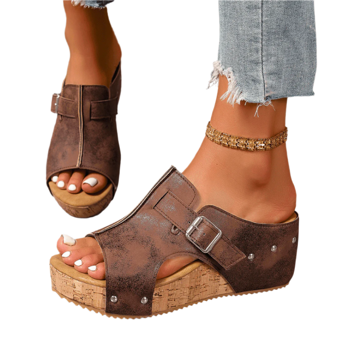 Coleen - Sandalias de cuña con tiras ajustables