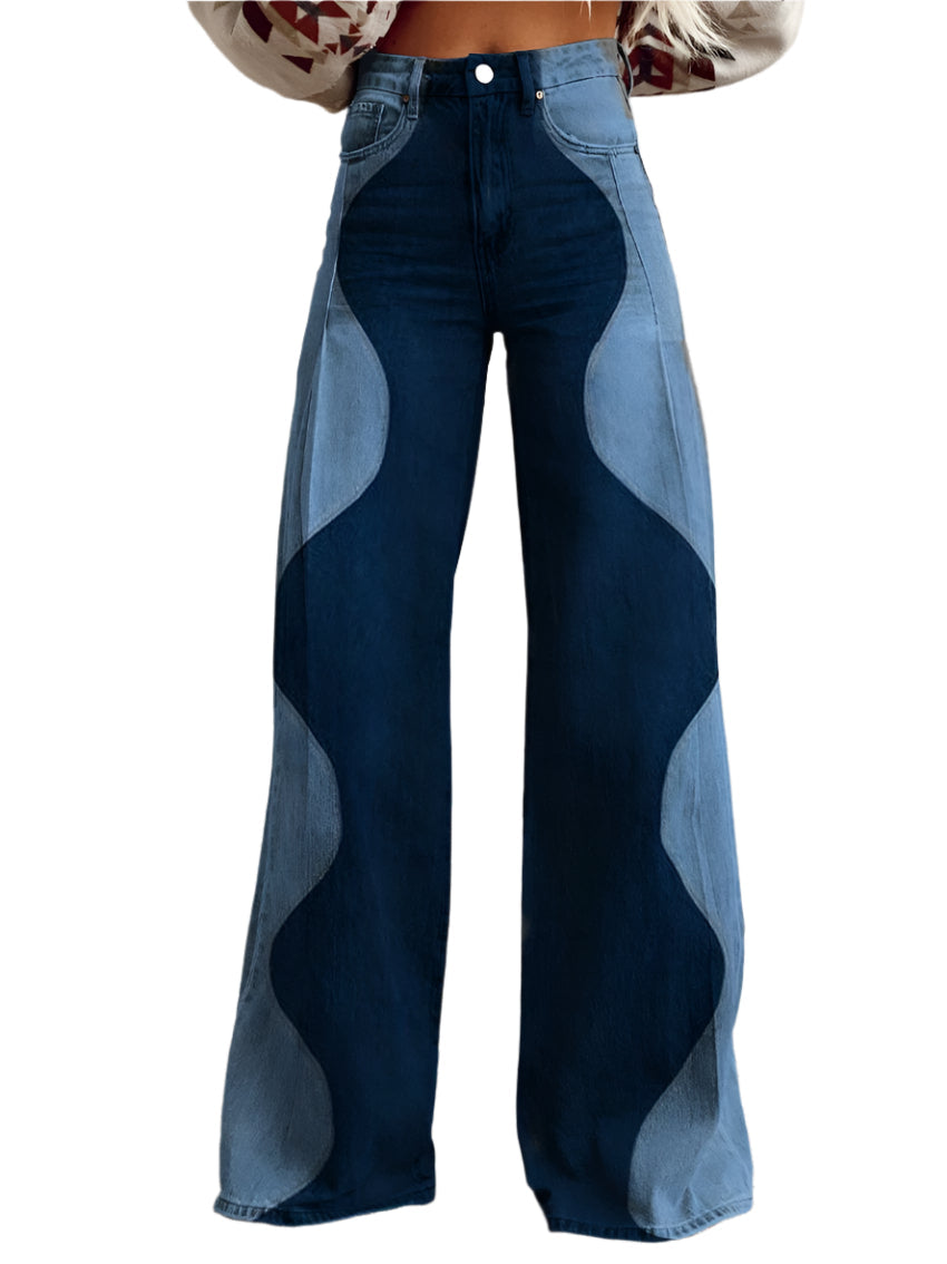 Sarah - Elefantenbein-Jeans mit Wellenmuster aus Denim