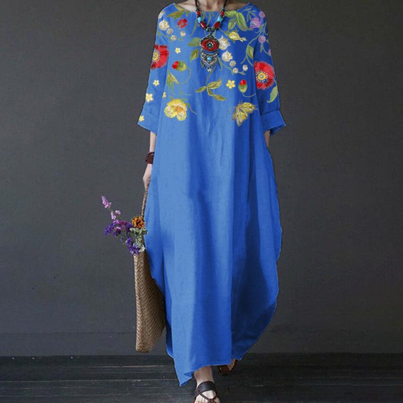 Amber - vestido vintage de manga media con estampado floral