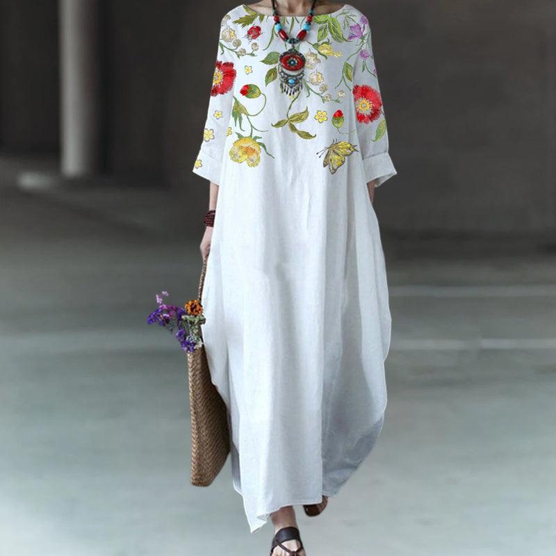 Amber - vestido vintage de manga media con estampado floral