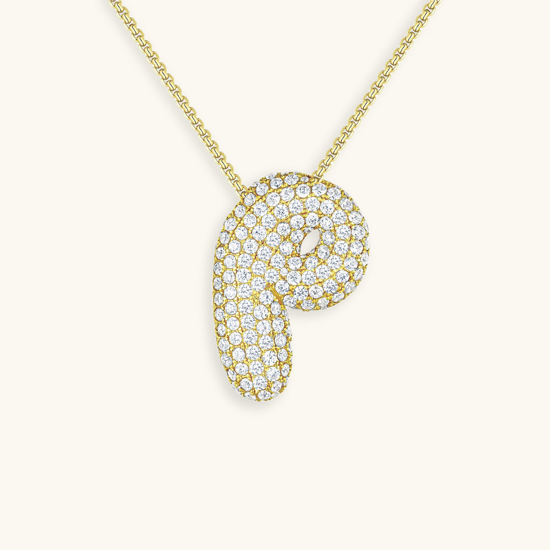Collar LunaBubble Initial con efecto diamante – Regalo personal para el Día de la Madre