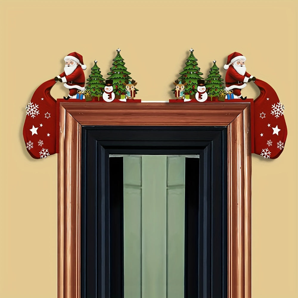 Woodland | Decoración de esquina para puerta de Navidad vintage de madera