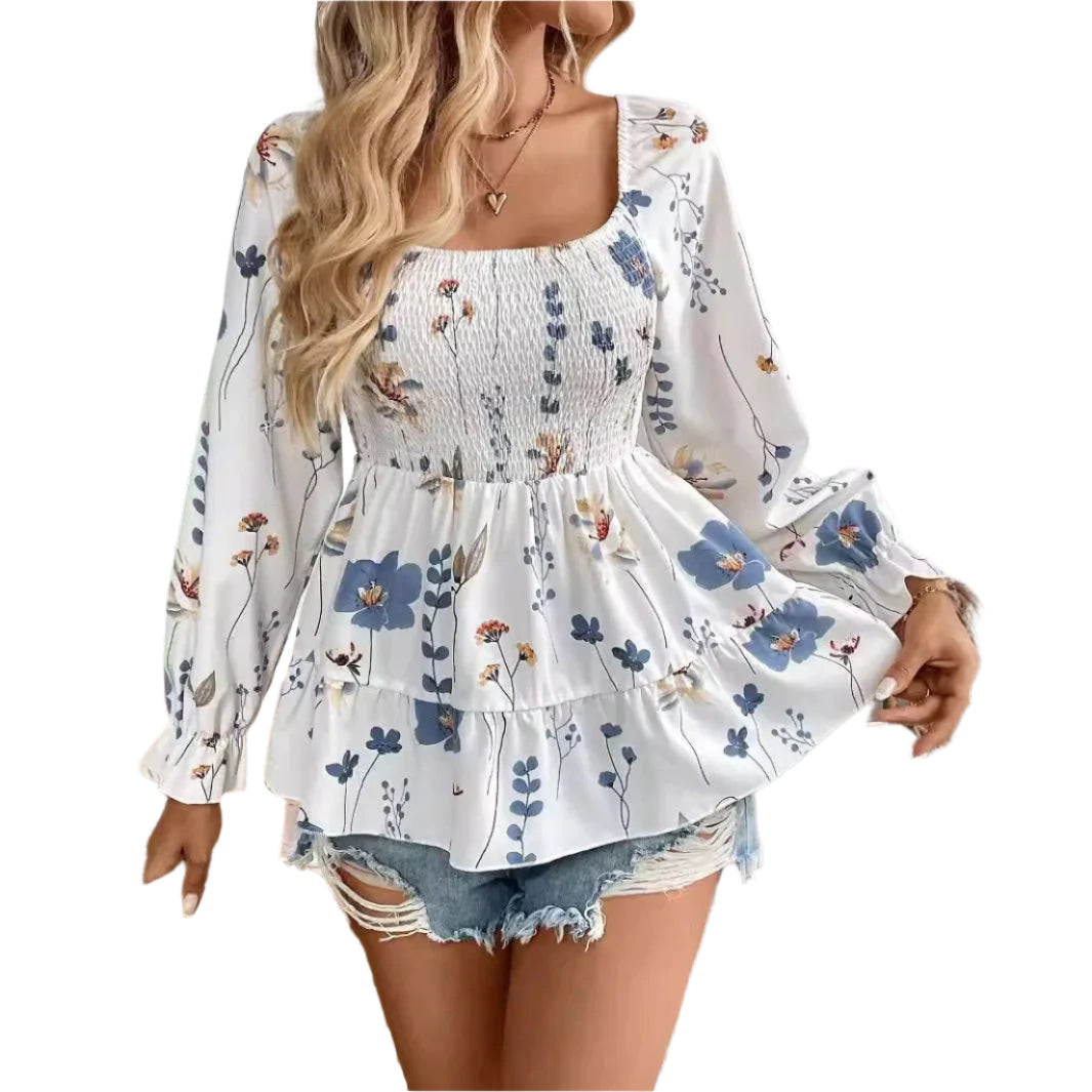 Ylva - Blusa de manga larga elegante con estampado floral