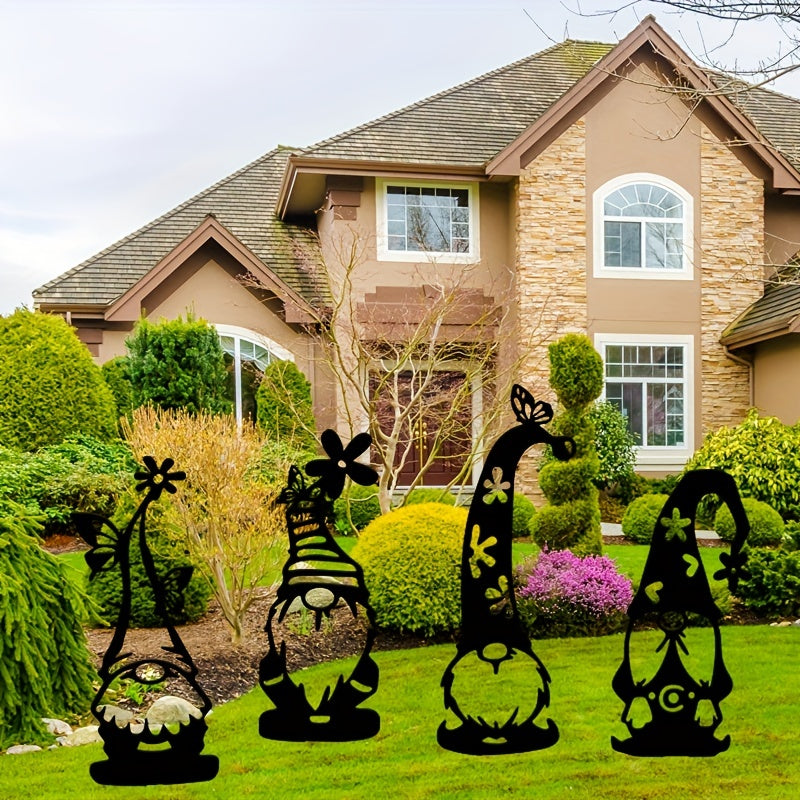 Set de 4 piezas | Adorno navideño festivo de jardín de acero