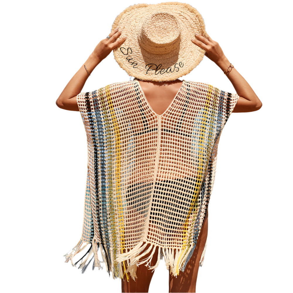 Tamia - Farbblock gehäkeltes Mini Strand Cover-up