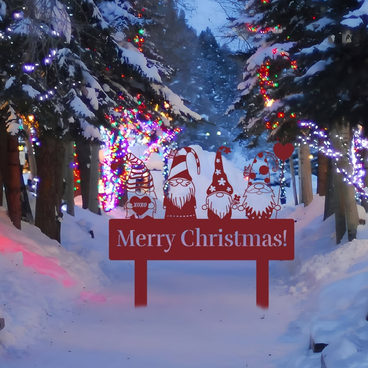 Gnomo navideño colorido pincho de jardín de metal