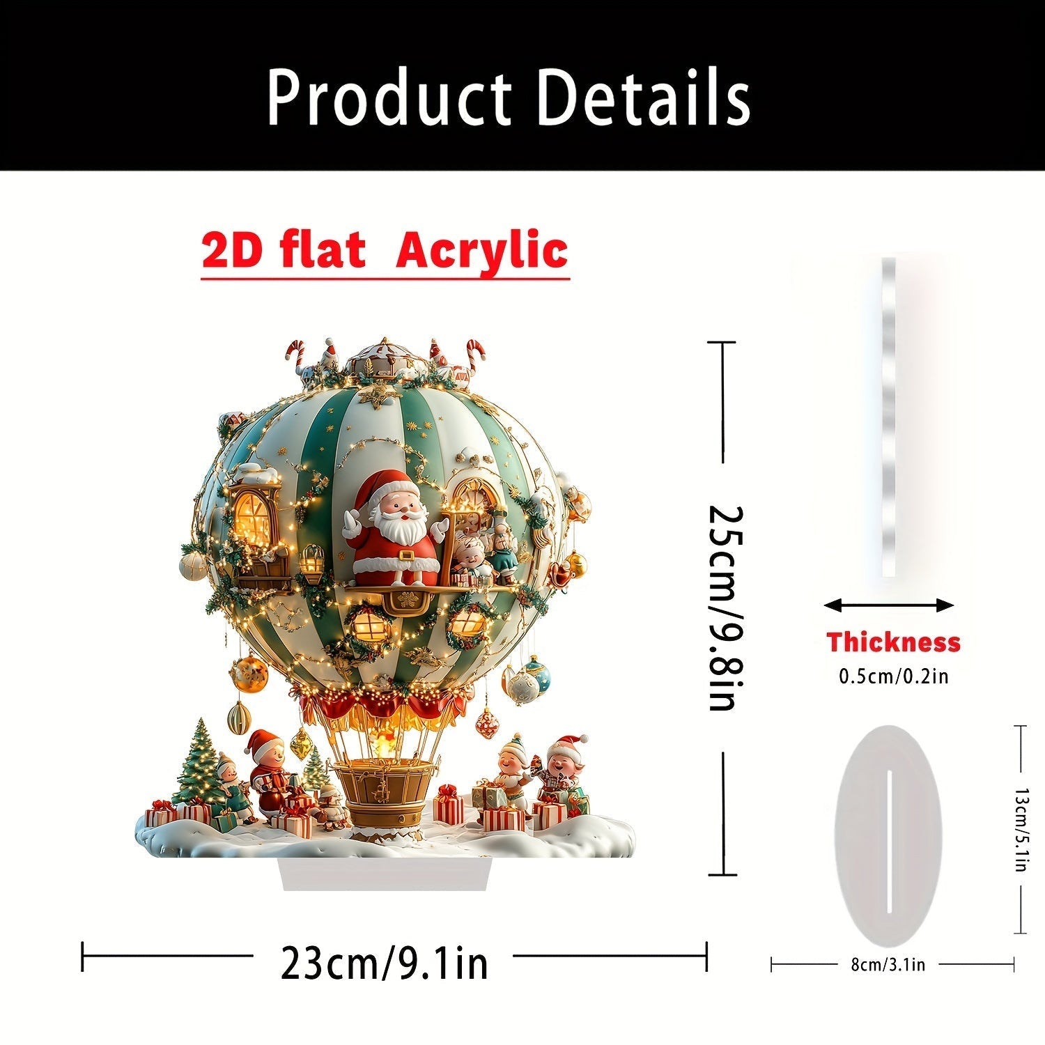 Julemanden og nisser i bohemestil i en juleballon, dekorativt akrylskilt