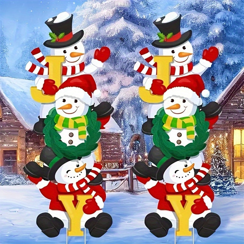 3er Set klassische Schneemann Weihnachtsgarten-Schilder