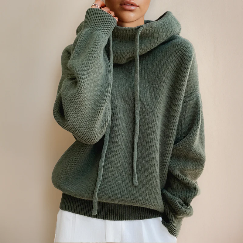 Strick-Hoodie mit Relaxed Fit – Weiter Rollkragen – Lässige Eleganz für jeden Tag