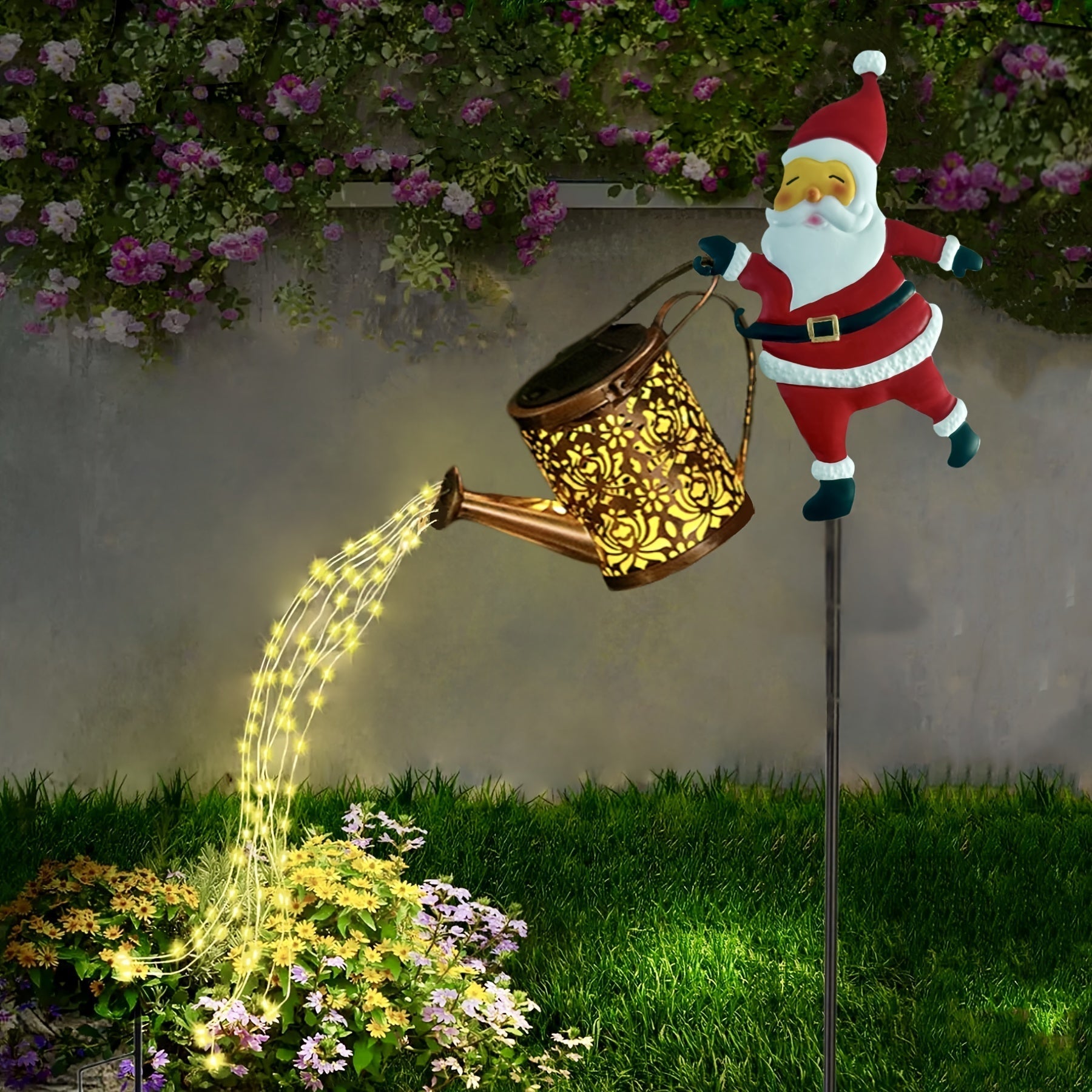 Solarbetriebene Weihnachtsmann-Teekanne Gartenlichter