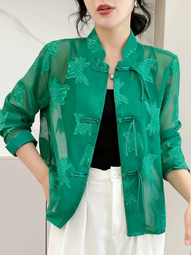 Frida - Blümchen transparent Langarmshirt