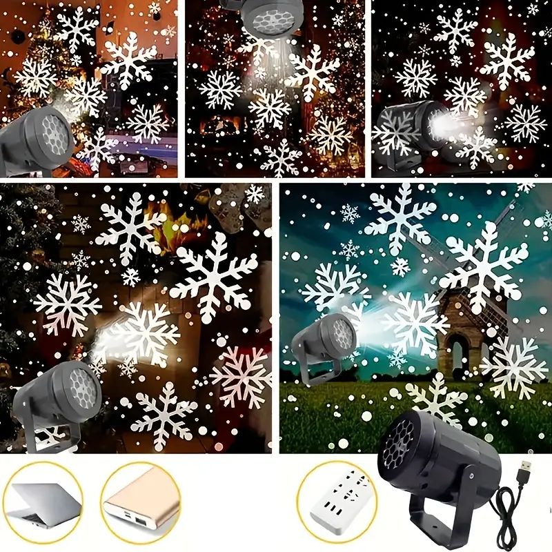 Proyector navideño de copos de nieve mágicos