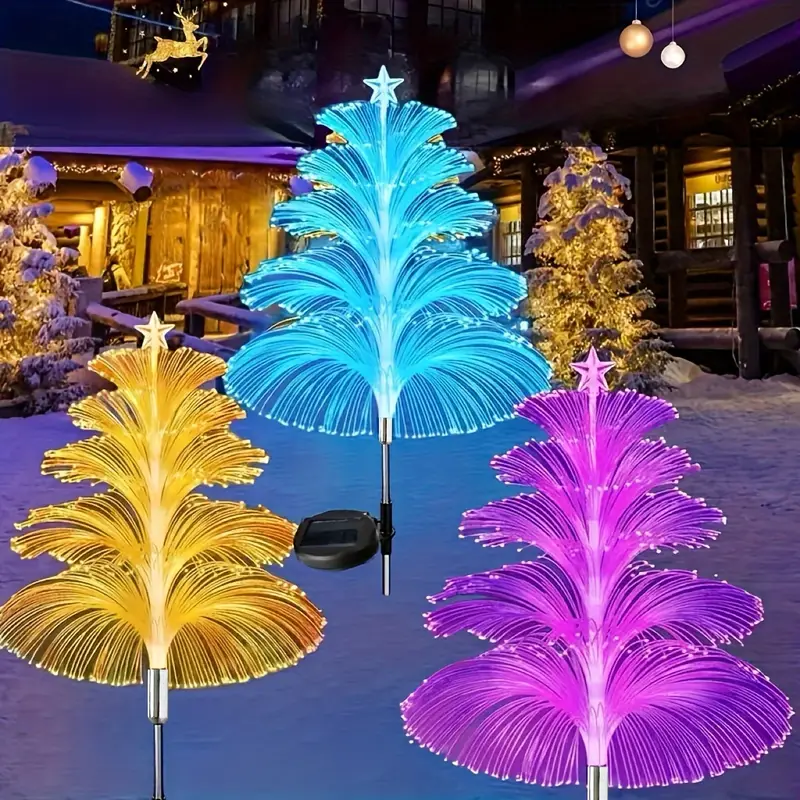 Lumière de fontaine solaire avec design de sapin de Noël et pointe étoile