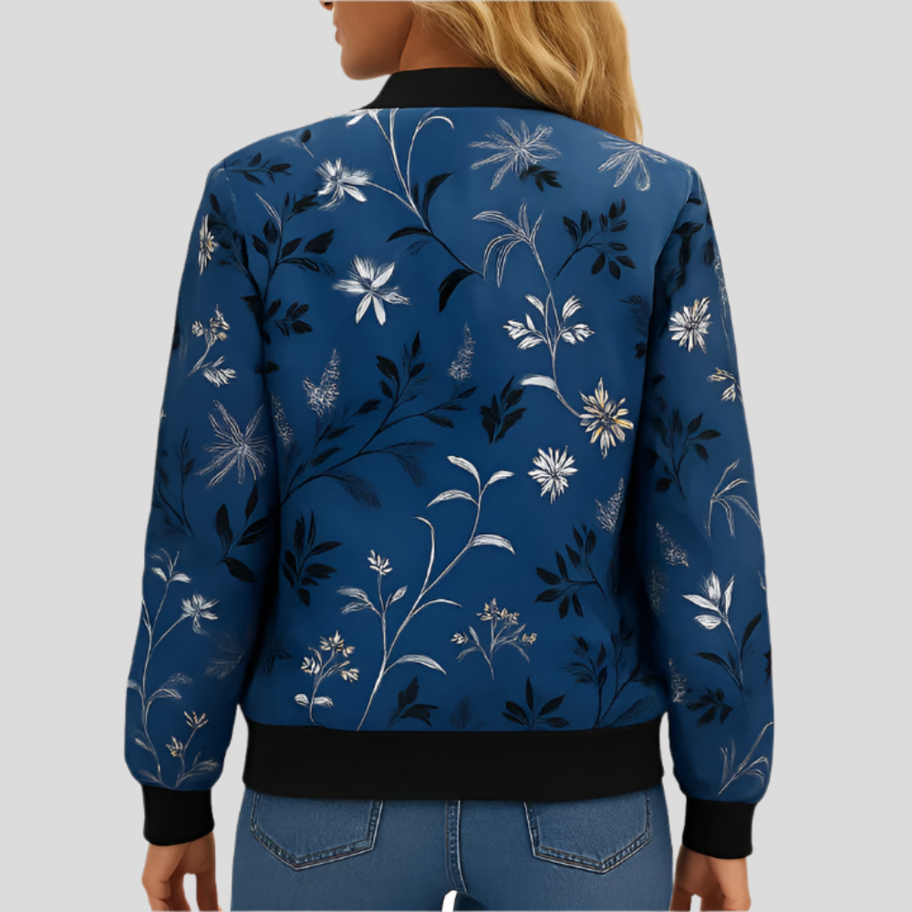 Blouson Aviator Blumen Clotilde – Leichte Damenjacke mit Druck