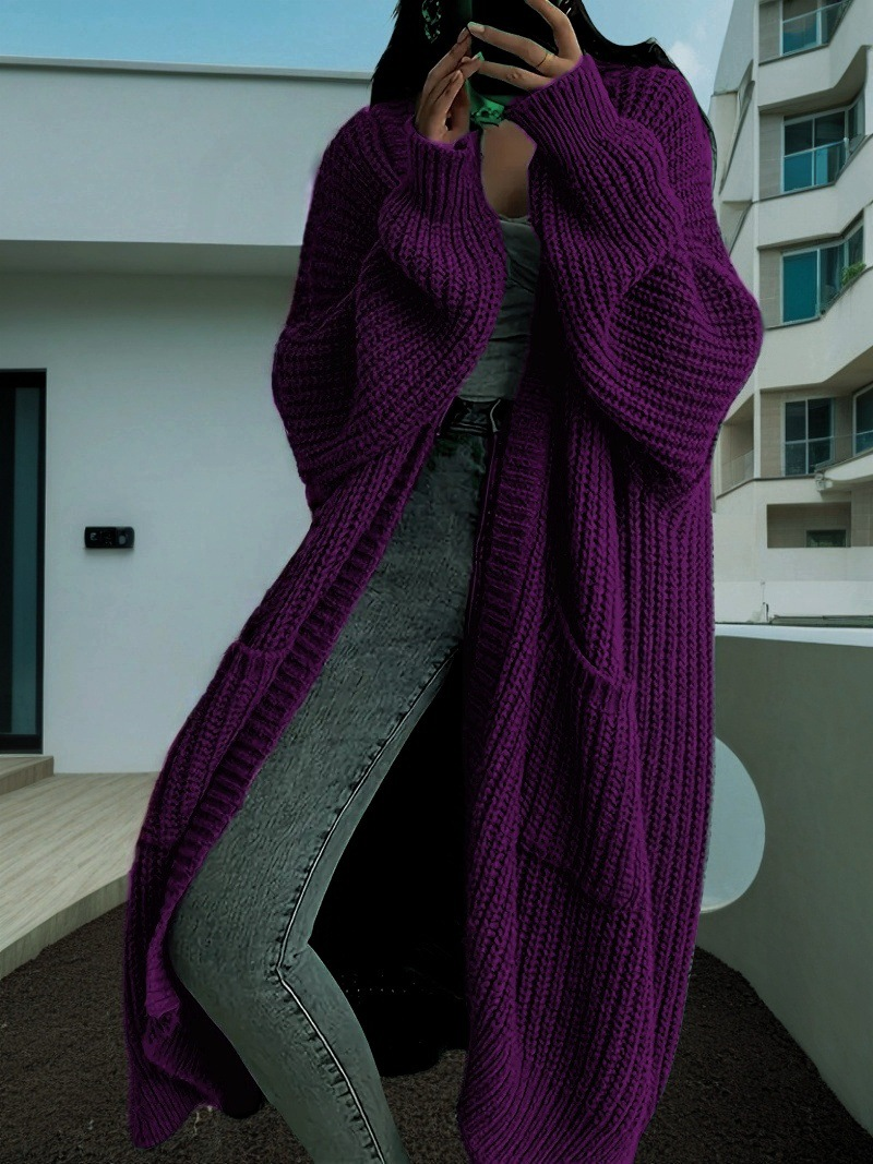 Caroline – Grovstrikket oversized cardigan med rå kant