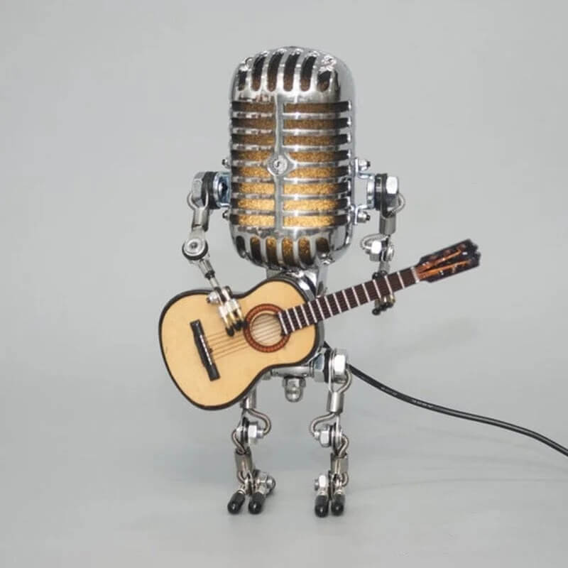 MicBots - Vintage-Mikrofon LED-Roboter mit Musikinstrumenten