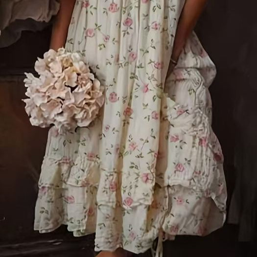 Luisa - Vestido con flores de lino