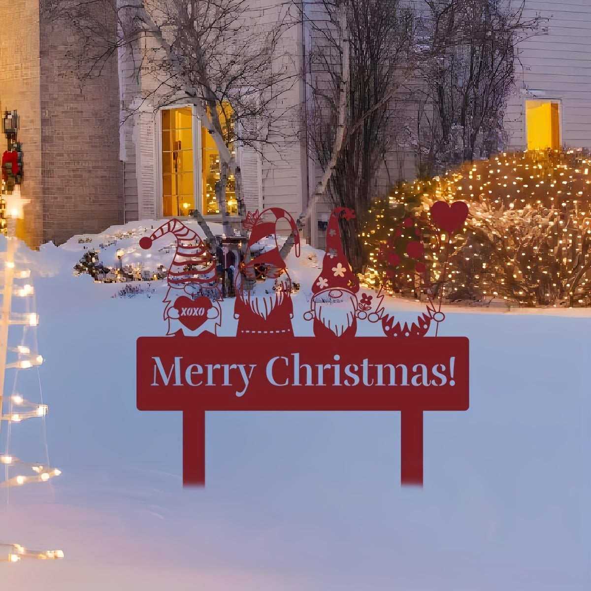 Gnomo navideño colorido pincho de jardín de metal