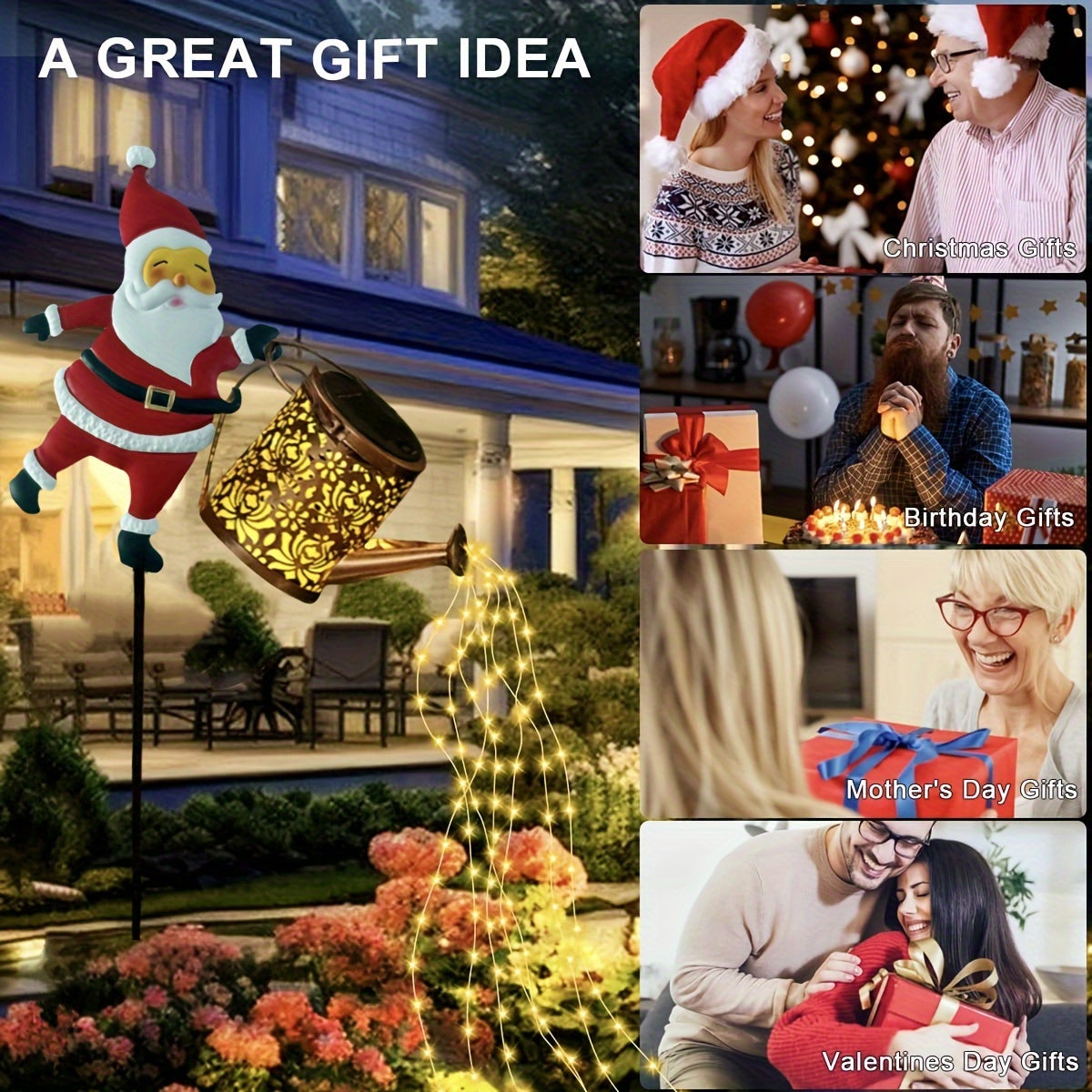 Solcelledrevne julemands tekande havelys