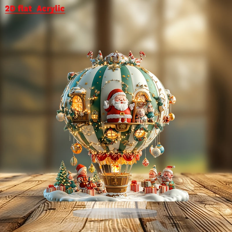 Boho-Stil Weihnachtsmann und Elfen im Weihnachtsballon Acryl-Dekoschild