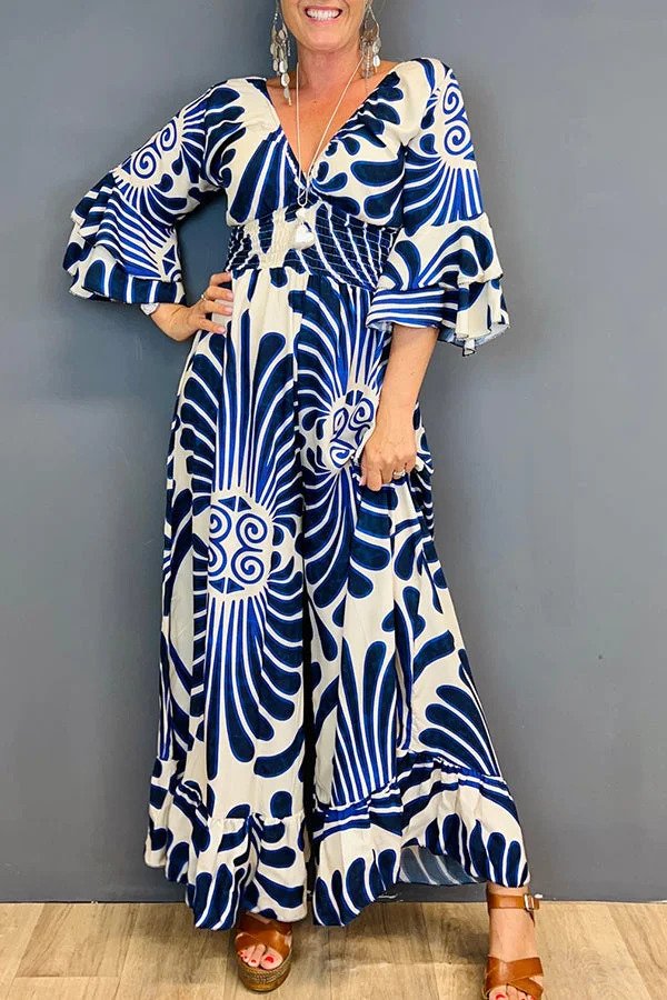 Janna - Flare-Ärmel Vintage-inspirierter Jumpsuit