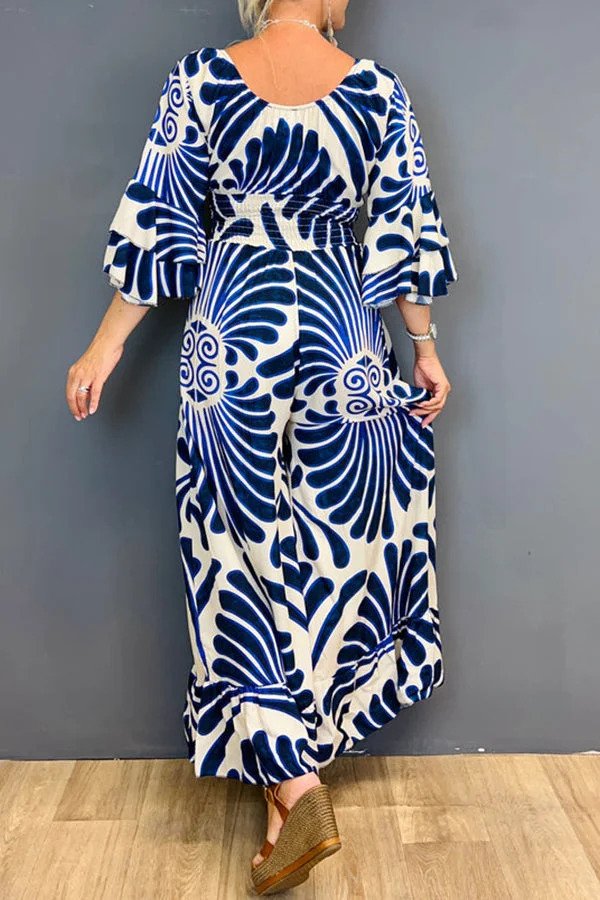Janna - Flare-Ärmel Vintage-inspirierter Jumpsuit
