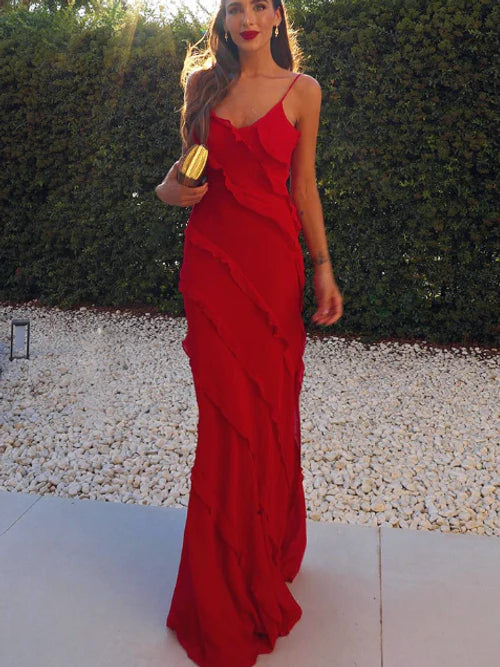 Sharpay - Maxikleid mit Rüschen und Schulterträgern
