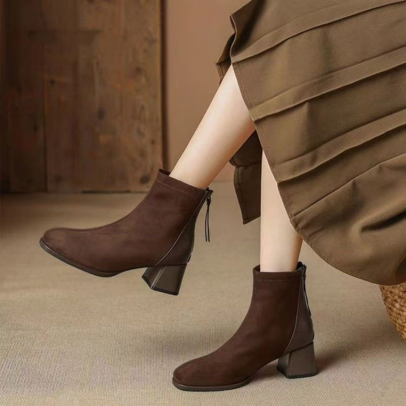 Anya – Botas elegantes con cremallera y tacón bloque