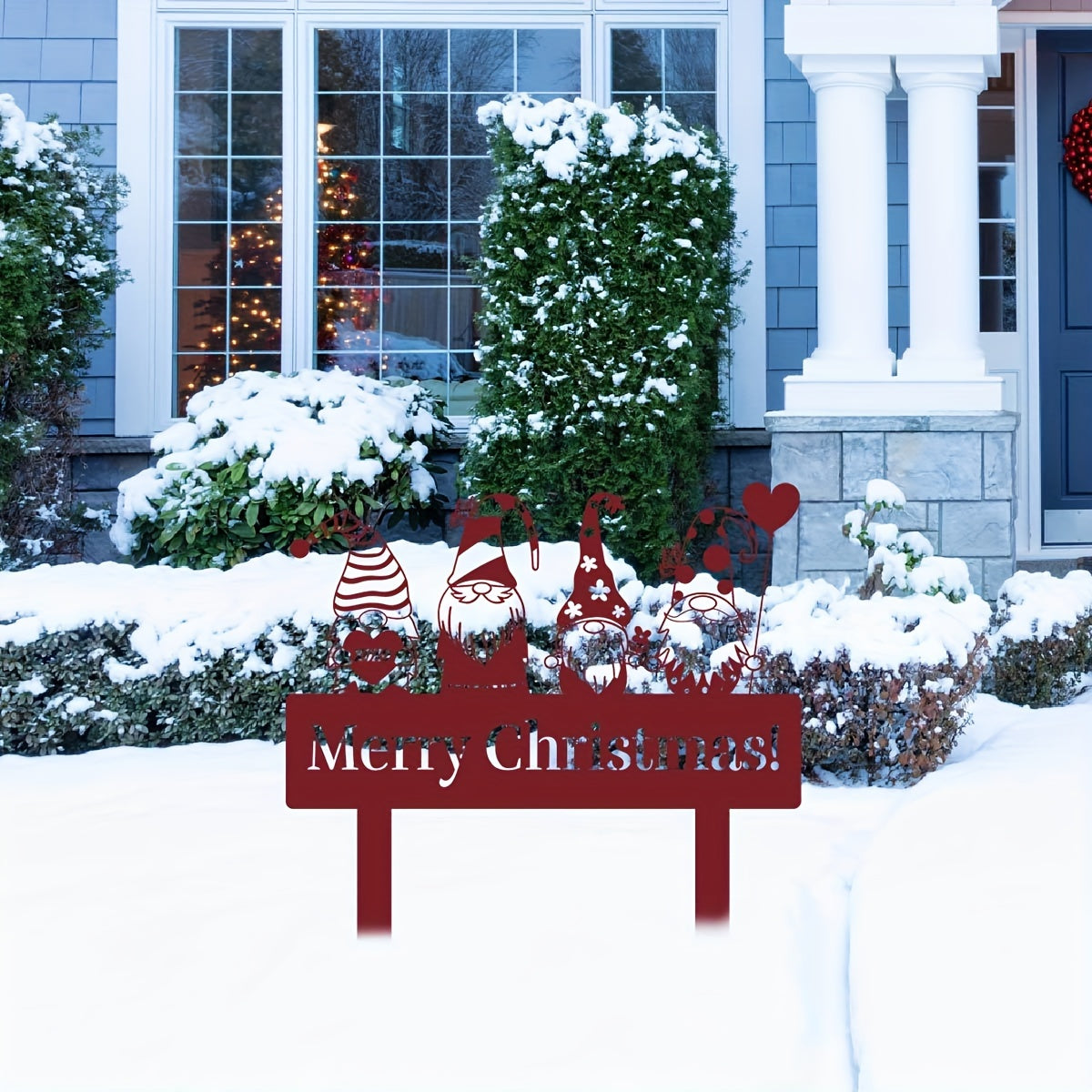 Gnomo navideño colorido pincho de jardín de metal