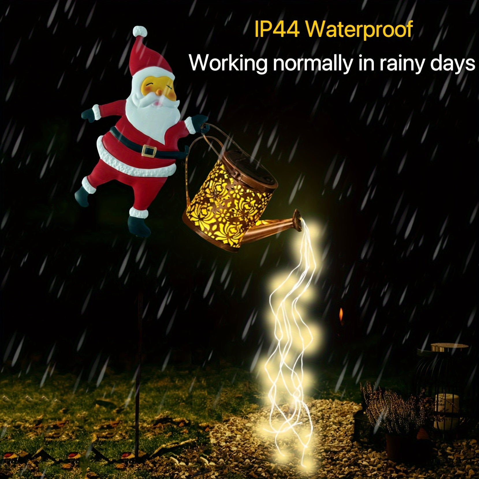 Solcelledrevne julemands tekande havelys