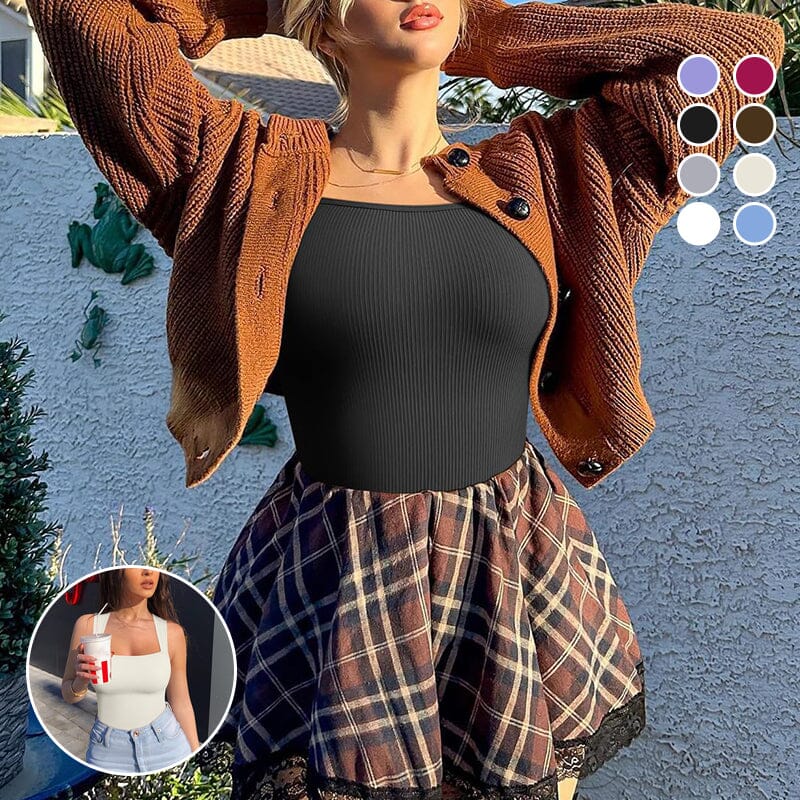 Carina – body acanalado con escote cuadrado