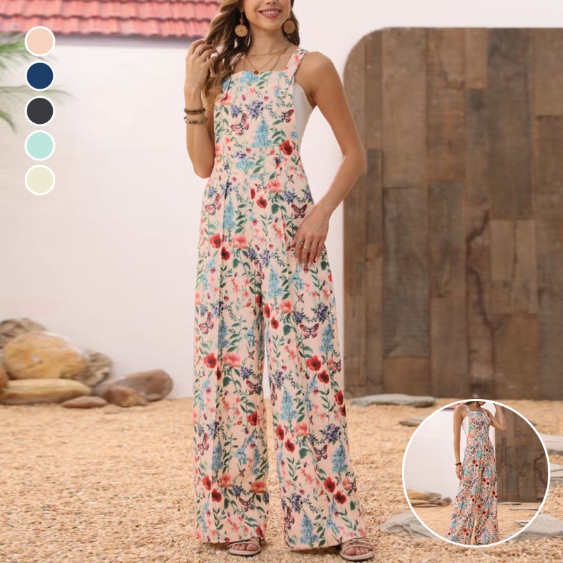 Maja - Bunt gemusterter Jumpsuit mit breiten Beinen