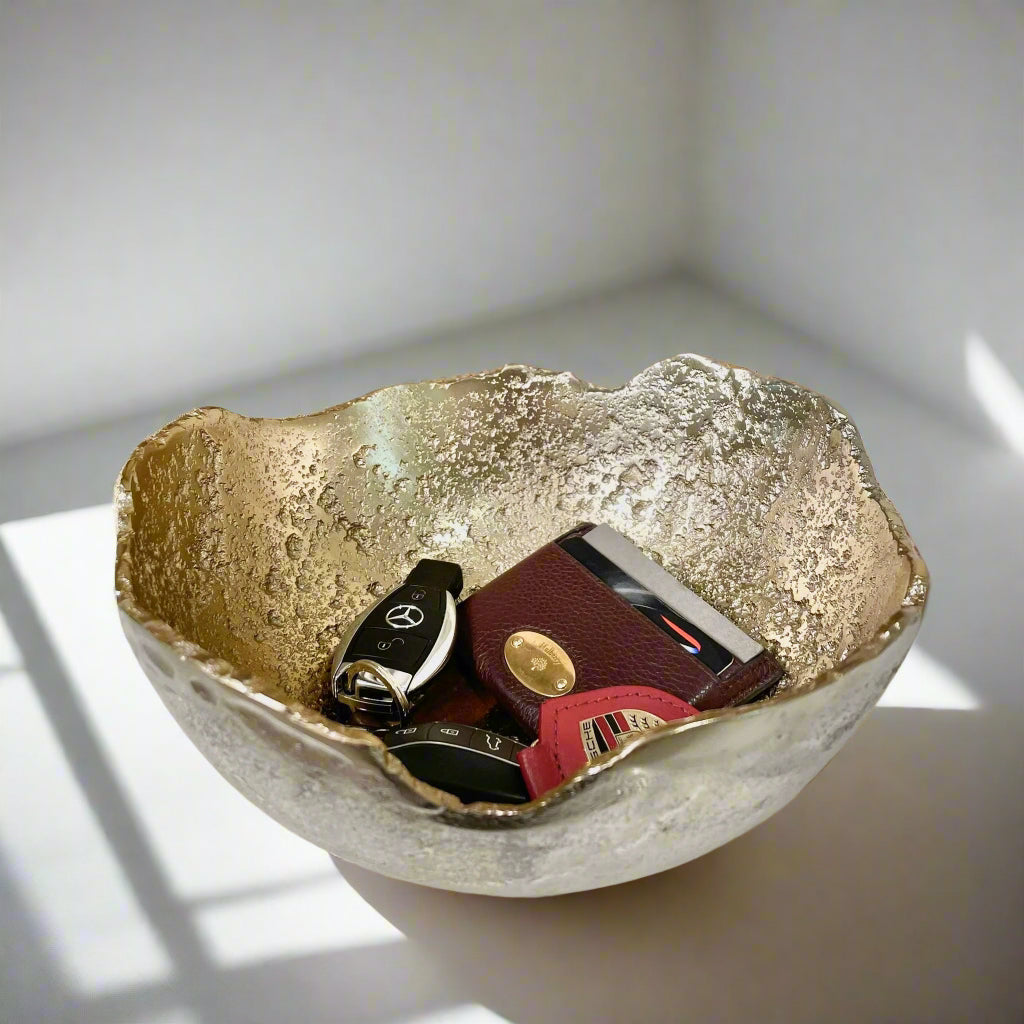 FusionBowl Zwei-Ton Silber & Gold Abstrakte Dekorative Schale