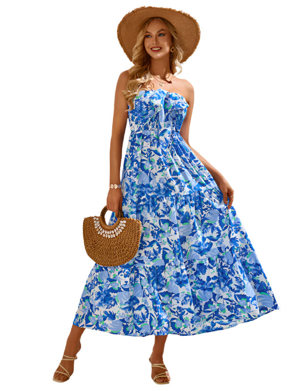 Delia - Abito lungo a collo halter fiorito