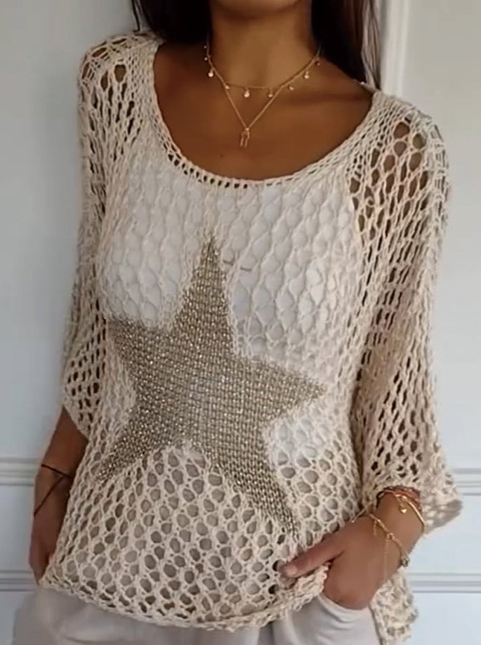 Isabella – Blusa de ganchillo con adorno dorado Stern