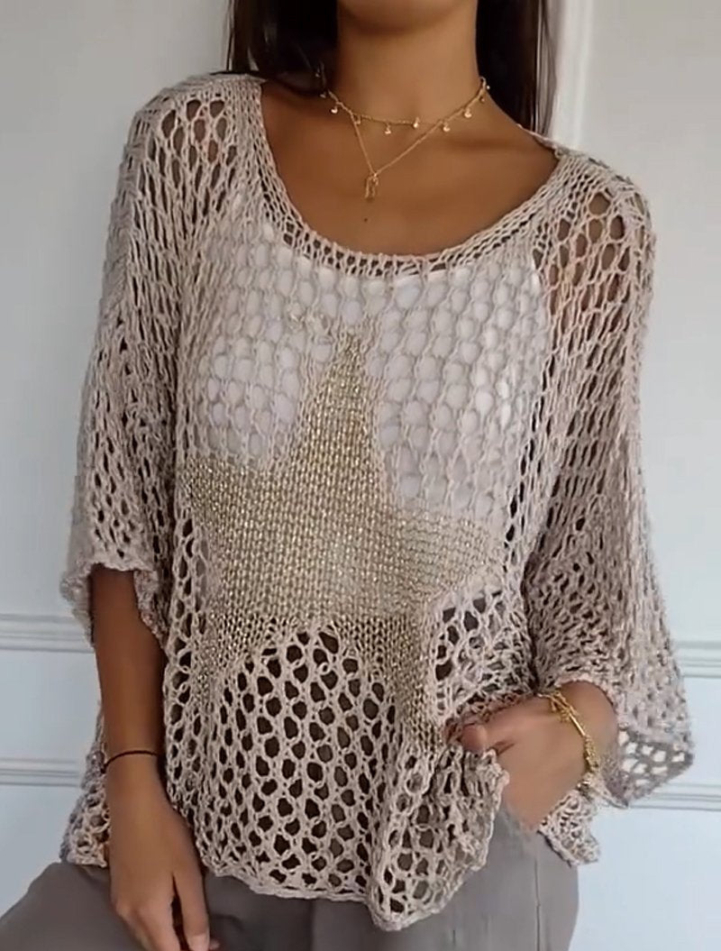 Isabella – Blusa de ganchillo con adorno dorado Stern