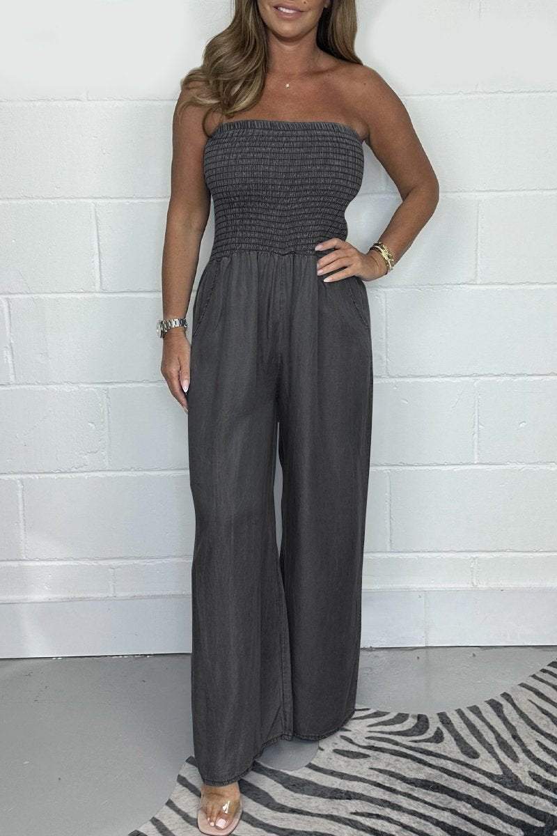 Madlen – Mono con hombros descubiertos y pantalones anchos