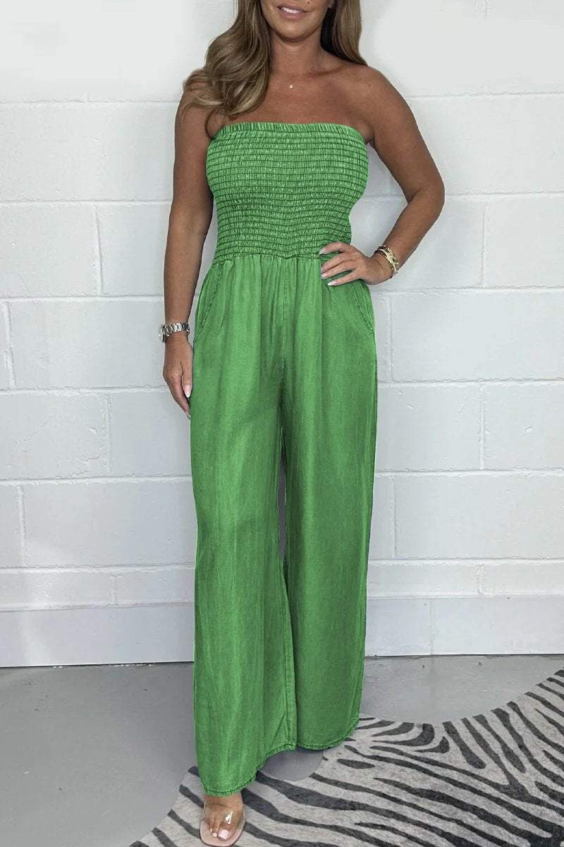 Madlen – Mono con hombros descubiertos y pantalones anchos