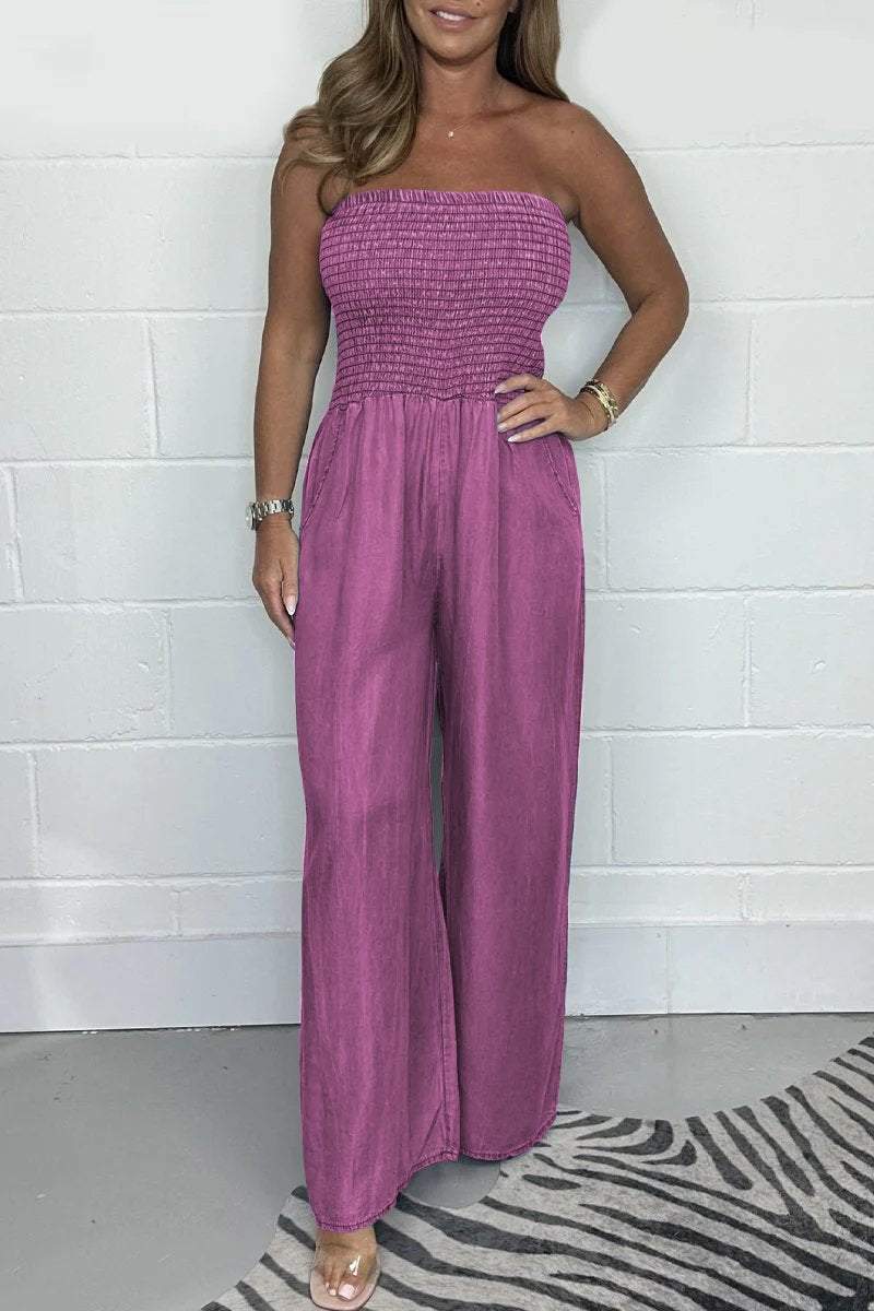 Madlen – Mono con hombros descubiertos y pantalones anchos