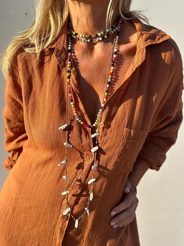 Beverly - Elegant langærmet skjortekjole med foldekrave