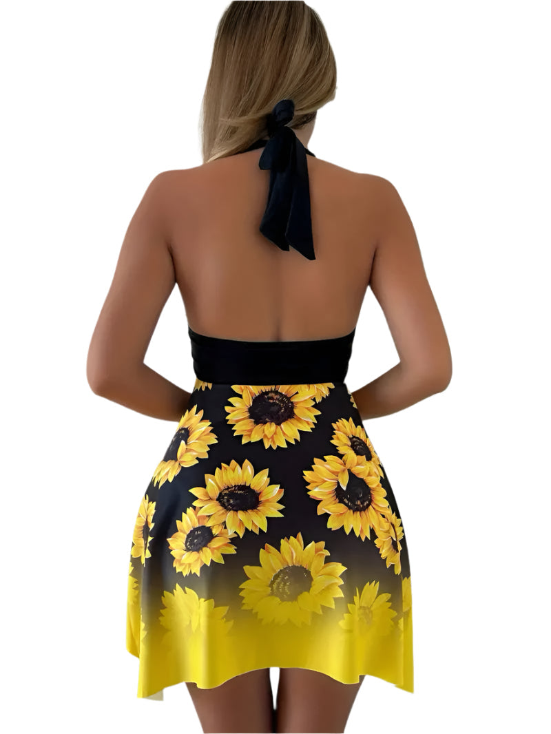 Rebecca - todeltes Tankini-Set mit Sonnenblumenmuster