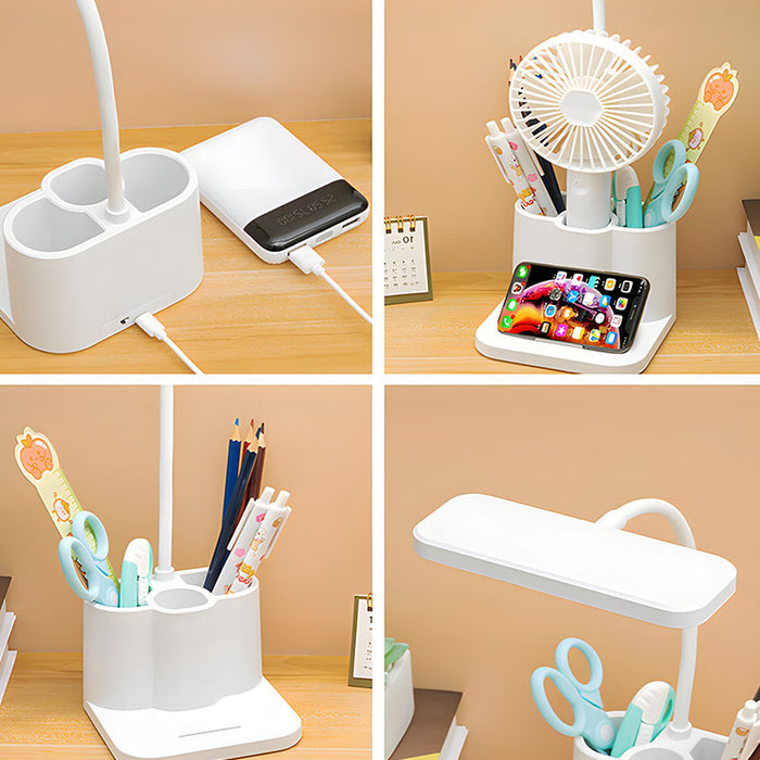 BrightBreeze - Alt-i-en skrivebordsorganisator med LED-lampe og miniventilator