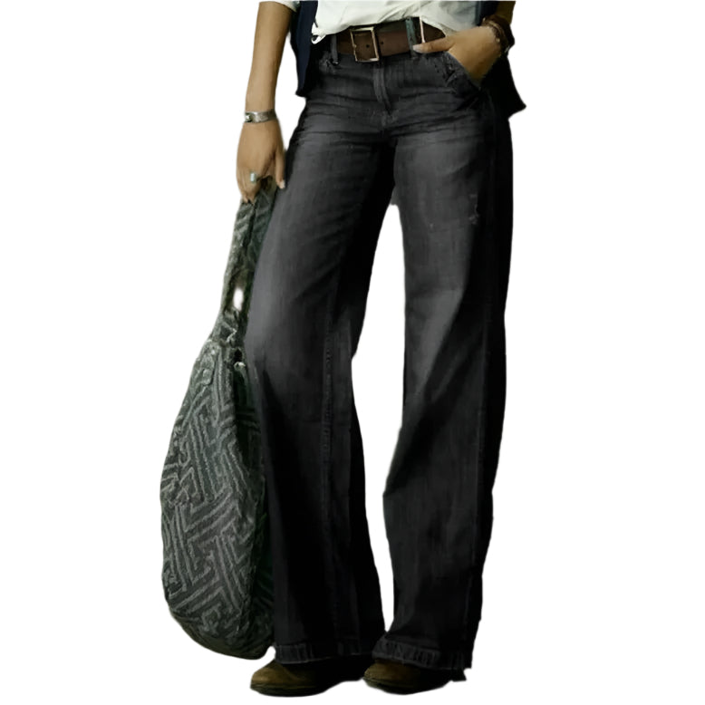 Luisa - Vaqueros de mezclilla de talle alto con corte ancho