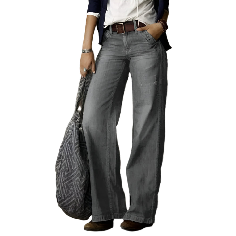 Luisa - Vaqueros de mezclilla de talle alto con corte ancho