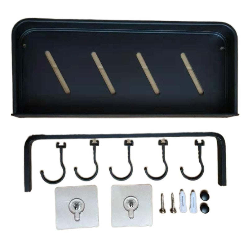 NoirLux – Wandregal eleganter Badezimmer-Aufbewahrung mit Handtuchhalter und Haken