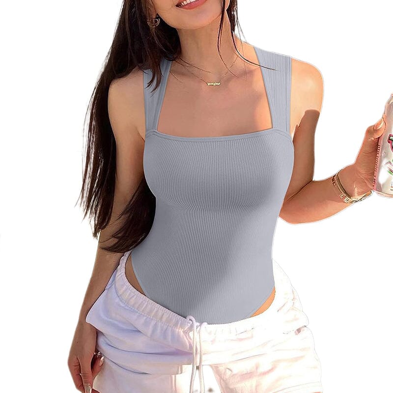 Carina – body acanalado con escote cuadrado